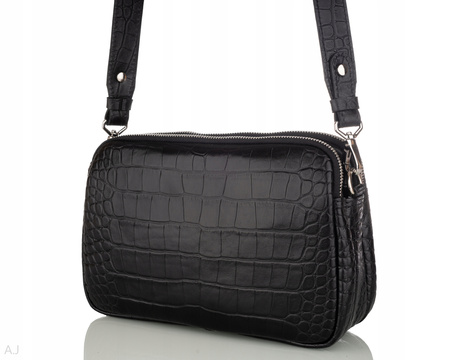 Torebka damska skórzana Canaletto T-830 czarny krokodyl