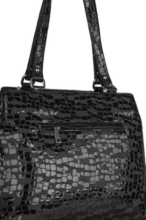 Torebka damska skórzana Canaletto T-905 czarny faktura przypominajaca krople