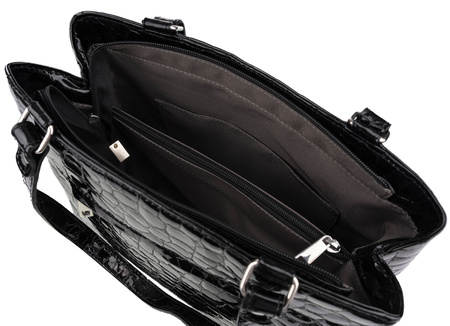 Torebka damska skórzana Canaletto T-905 czarny krokodyl