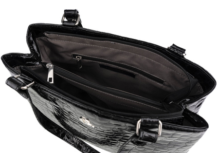 Torebka damska skórzana Canaletto T-905 czarny krokodyl