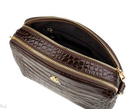 Torebka damska skórzana Canaletto T-808 brąz kroko