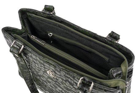 Torebka damska skórzana Canaletto T-905 zielony, faktura przypominająca krople