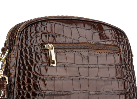 Torebka damska skórzana Canaletto T-808 brąz kroko