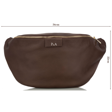 Saszetka damska skórzana S-PA L brąz + złoto