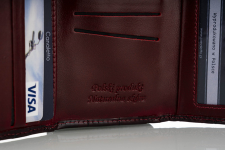 Portfel damski skórzany BajuBaj P-2003 bordo lakierowane