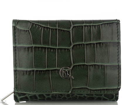 Portfel damski skórzany Canaletto P-2003 zielony kroko