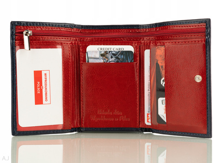 Portfel damski skórzany GB P-26 granatowo-czerwony