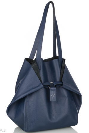 Worek damski skórzany T-ISL granatowy