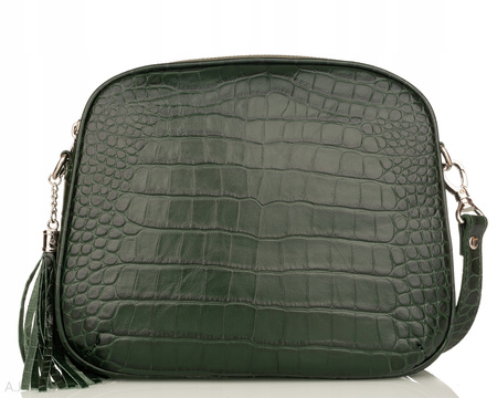 Torebka damska skórzana Canaletto T-808 zielony krokodyl