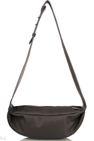 Nerka damska skórzana przewieszka ciemny popiel