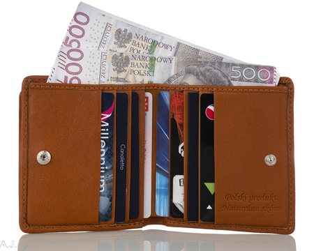 Portfel skórzany z kominkiem Canaletto P-1008 brąz RFID