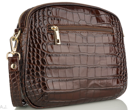 Torebka damska skórzana Canaletto T-808 brąz kroko