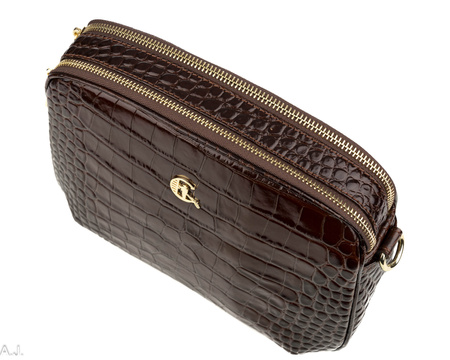 Torebka damska skórzana Canaletto T-808 brąz kroko