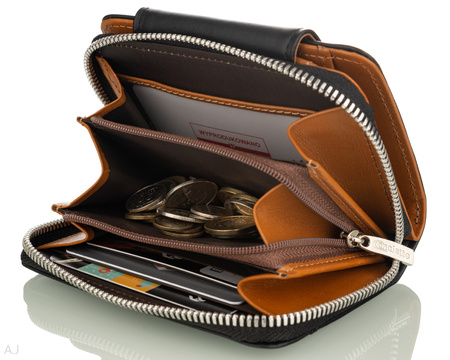 Portfel damski skórzany Canaletto P-1255 CZARNY + CAMEL