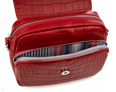Torebka damska skórzana Canaletto T-655 czerwony krokodyl