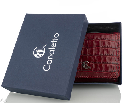 Portfel damski skórzany Canaletto P-2000 kroko czerwony