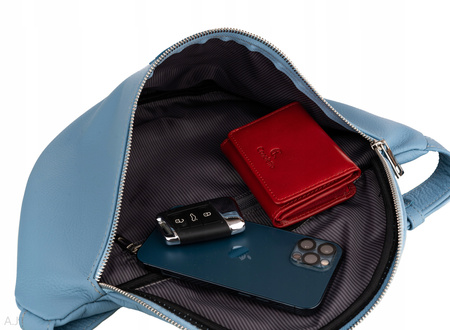 Saszetka damska skórzana S-PA L błękitna