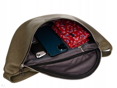 Saszetka damska skórzana S-PA L oliwka