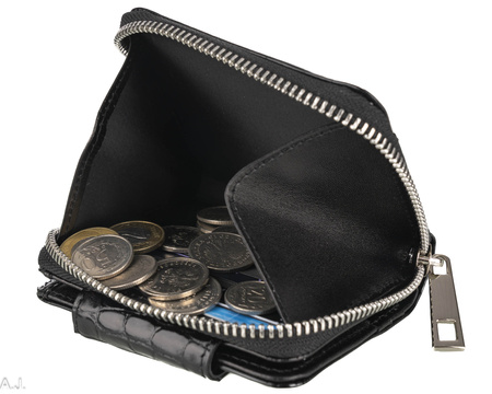 Portfel damski skórzany Canaletto P-1023 czarny kroko