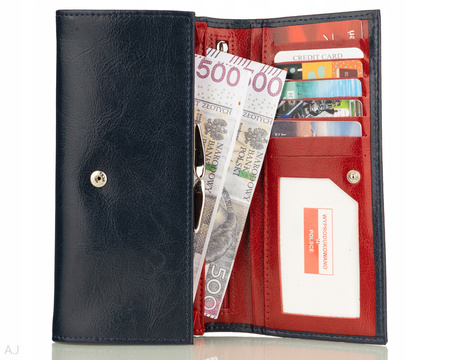 Portfel damski skórzany GB P-80 granatowo-czerwony