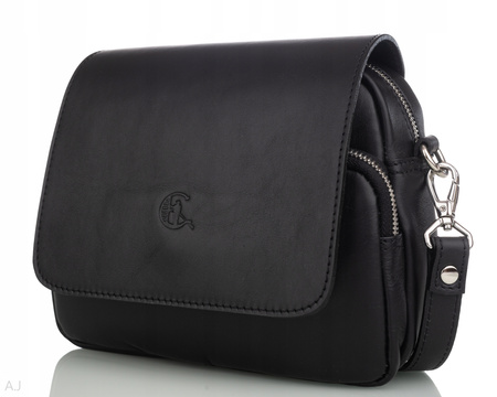 Torebka damska skórzana z klapką Canaletto T-655 czarny