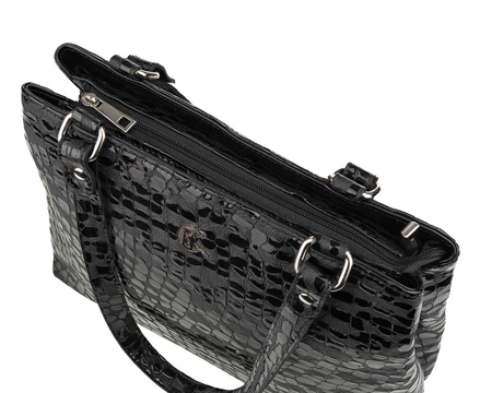 Torebka damska skórzana Canaletto T-905 czarny faktura przypominajaca krople