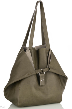 Worek damski skórzany T-ISL khaki