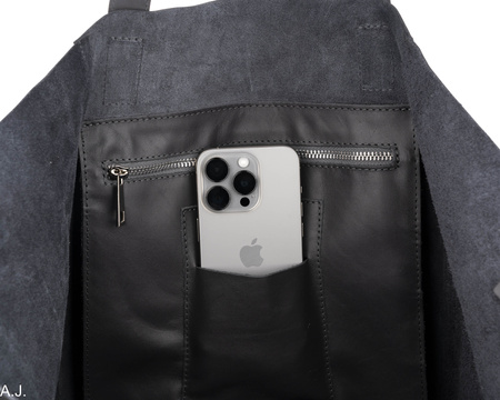 Worek damski skórzany T-ISL popiel