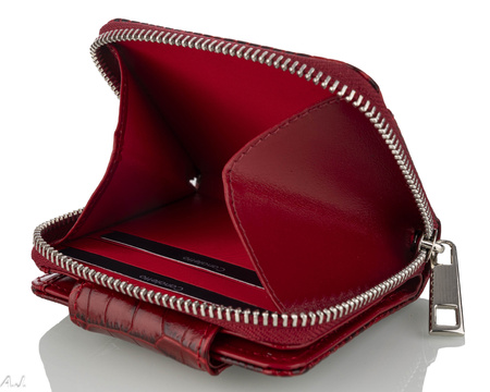 Portfel damski skórzany Canaletto P-1023 Czerwony kroko