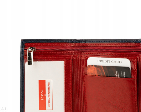 Portfel damski skórzany GB P-21 granatowo-czerwony