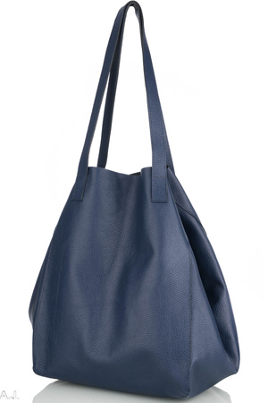 Worek damski skórzany T-ISL granatowy