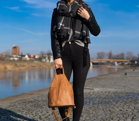 Plecak damski skórzany PL-LED szary