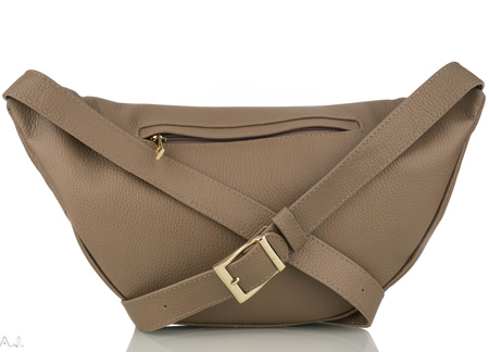 Saszetka damska skórzana S-PA L jasny brąz + złoto