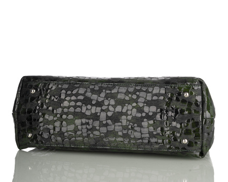 Torebka damska skórzana Canaletto T-905 zielony, faktura przypominająca krople