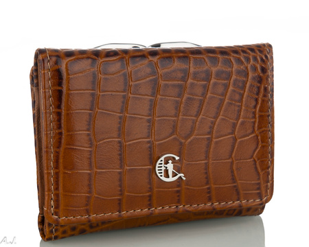 Portfel damski skórzany Canaletto P-2000 kroko brąz
