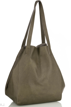 Worek damski skórzany T-ISL khaki