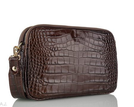 Torebka damska skórzana Canaletto T-830 brąz kroko