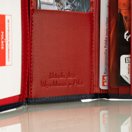 Portfel damski skórzany GB P-26 granatowo-czerwony