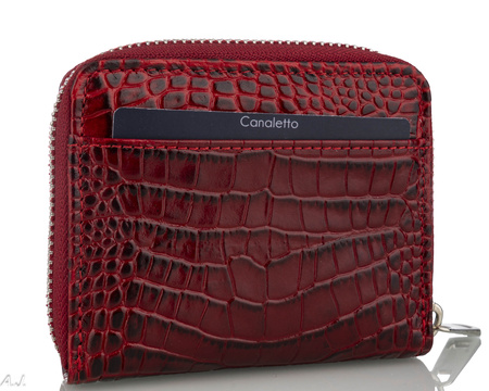 Portfel damski skórzany Canaletto P-1023 Czerwony kroko