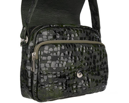Torebka damska skórzana Canaletto T-690 zielona z efektem kropli