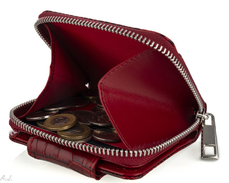 Portfel damski skórzany Canaletto P-1023 Czerwony kroko