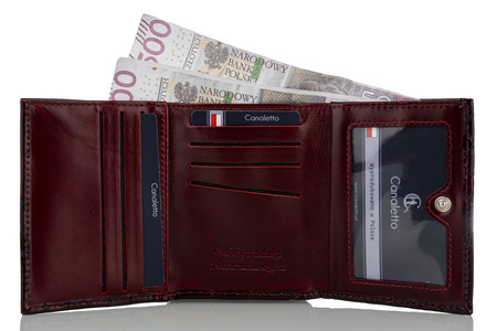 Portfel damski skórzany BajuBaj P-2003 bordo lakierowane