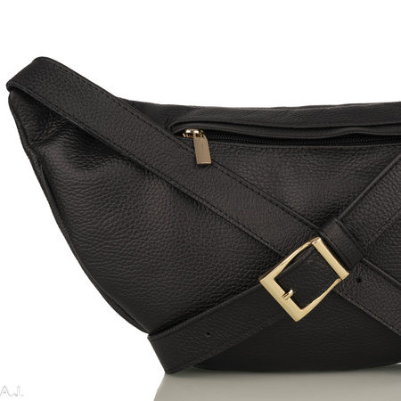 Saszetka damska skórzana S-PA L czarny + złoto