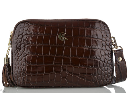 Torebka damska skórzana Canaletto T-830 brąz kroko