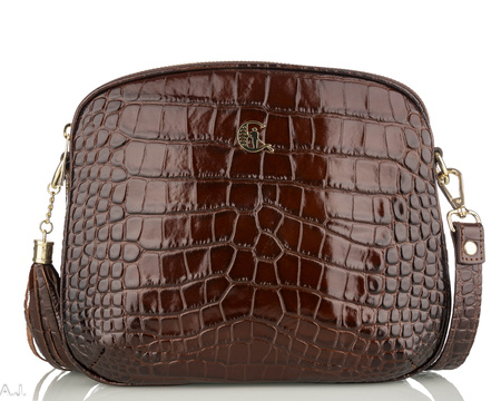 Torebka damska skórzana Canaletto T-808 brąz kroko