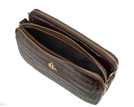 Torebka damska skórzana Canaletto T-830 brąz kroko