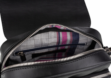 Torebka damska skórzana z klapką Canaletto T-655 czarny