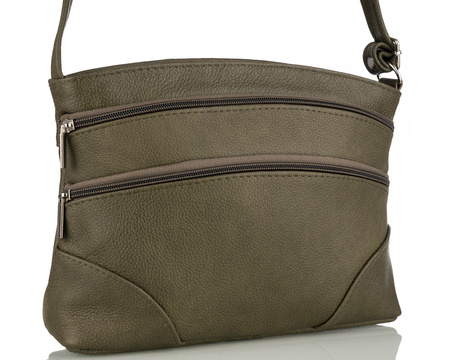 Torebka damska skórzana T-ZOWA ciemna zieleń