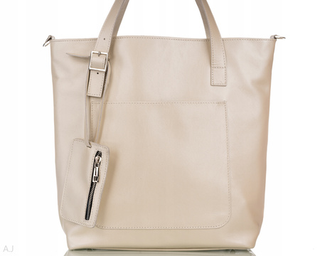 Torebka damska skórzana T-PRA perłowy