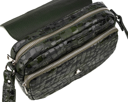 Torebka damska skórzana Canaletto T-690 zielona z efektem kropli